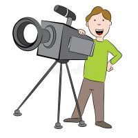 cartooncameramancameraimagestandingbehindtelevision57835622